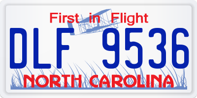 NC license plate DLF9536