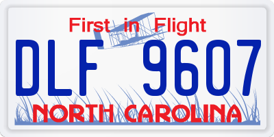 NC license plate DLF9607