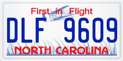 NC license plate DLF9609