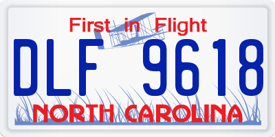 NC license plate DLF9618