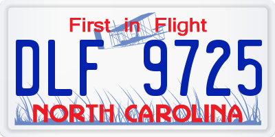 NC license plate DLF9725