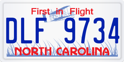 NC license plate DLF9734