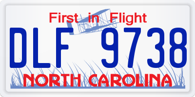 NC license plate DLF9738