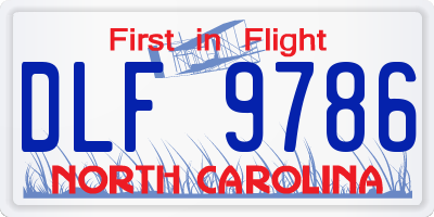 NC license plate DLF9786