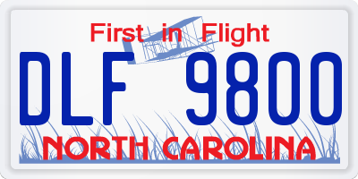 NC license plate DLF9800