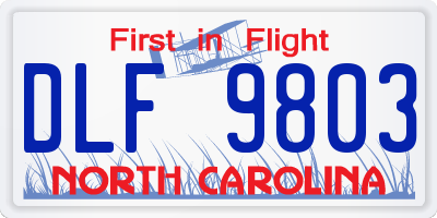 NC license plate DLF9803