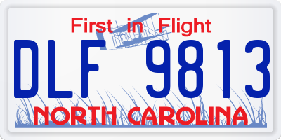 NC license plate DLF9813