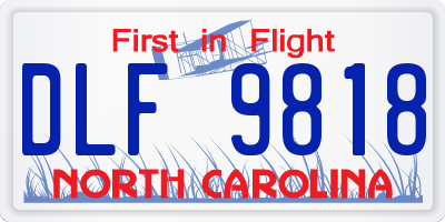 NC license plate DLF9818
