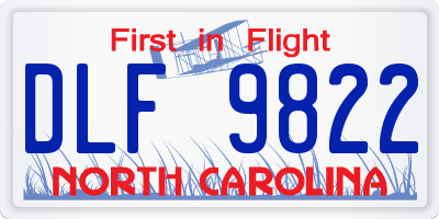 NC license plate DLF9822