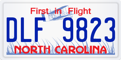 NC license plate DLF9823