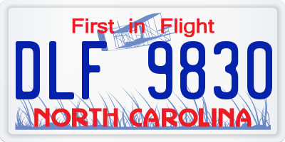 NC license plate DLF9830