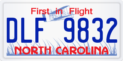 NC license plate DLF9832