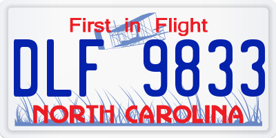 NC license plate DLF9833