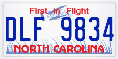 NC license plate DLF9834