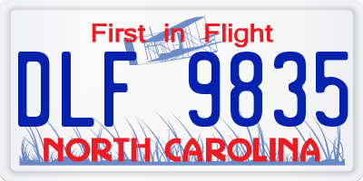 NC license plate DLF9835
