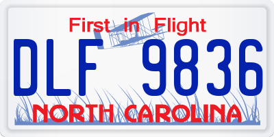 NC license plate DLF9836