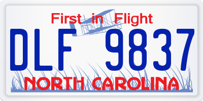 NC license plate DLF9837