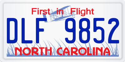 NC license plate DLF9852
