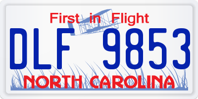 NC license plate DLF9853