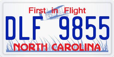 NC license plate DLF9855