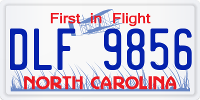 NC license plate DLF9856