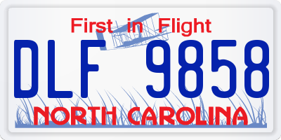 NC license plate DLF9858