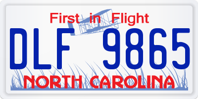 NC license plate DLF9865