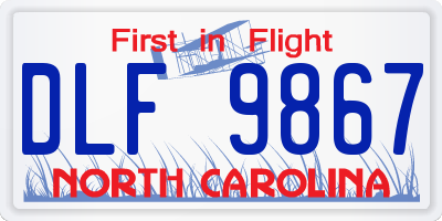 NC license plate DLF9867