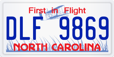 NC license plate DLF9869