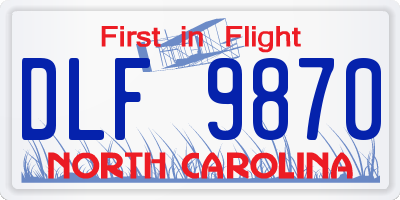 NC license plate DLF9870