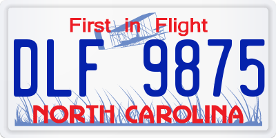 NC license plate DLF9875