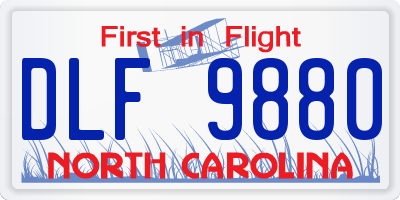 NC license plate DLF9880