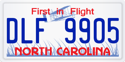 NC license plate DLF9905