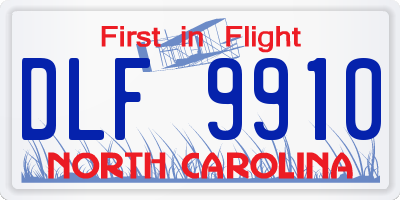 NC license plate DLF9910