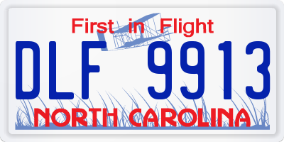 NC license plate DLF9913