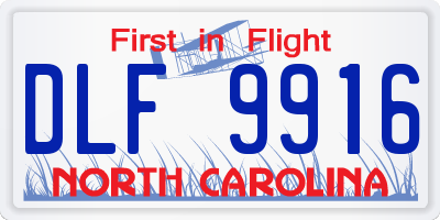 NC license plate DLF9916