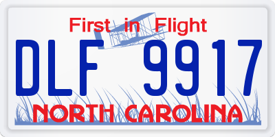 NC license plate DLF9917