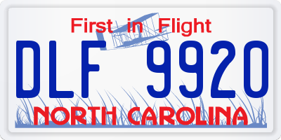 NC license plate DLF9920