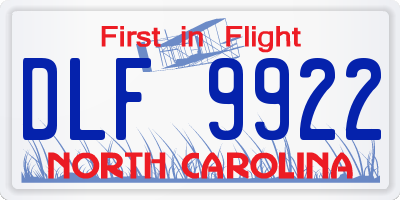 NC license plate DLF9922