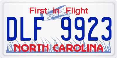 NC license plate DLF9923
