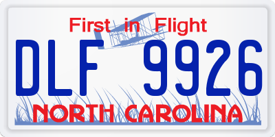 NC license plate DLF9926