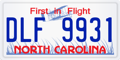 NC license plate DLF9931