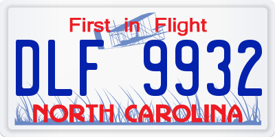 NC license plate DLF9932