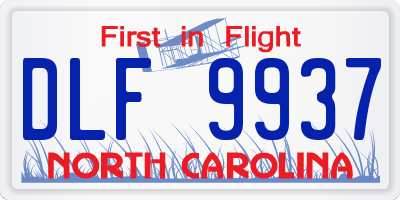 NC license plate DLF9937