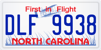 NC license plate DLF9938