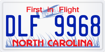 NC license plate DLF9968