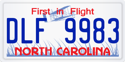 NC license plate DLF9983