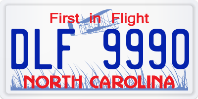 NC license plate DLF9990
