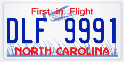 NC license plate DLF9991