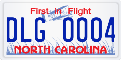 NC license plate DLG0004